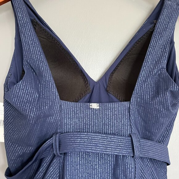 Amoressa Women's Sanskrit Kuta Maillot One-Piece Swimsuit Navy Stripe Size 10 - Picture 6 of 16